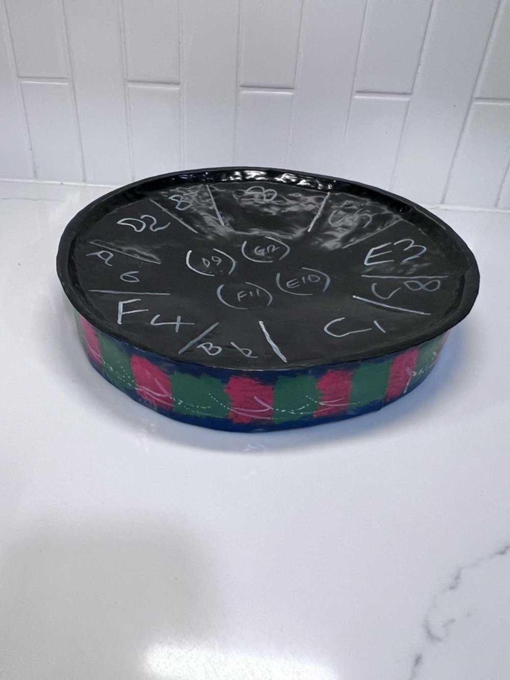 Vintage Steel Pan Drum 11" Hand Painted Folk Art